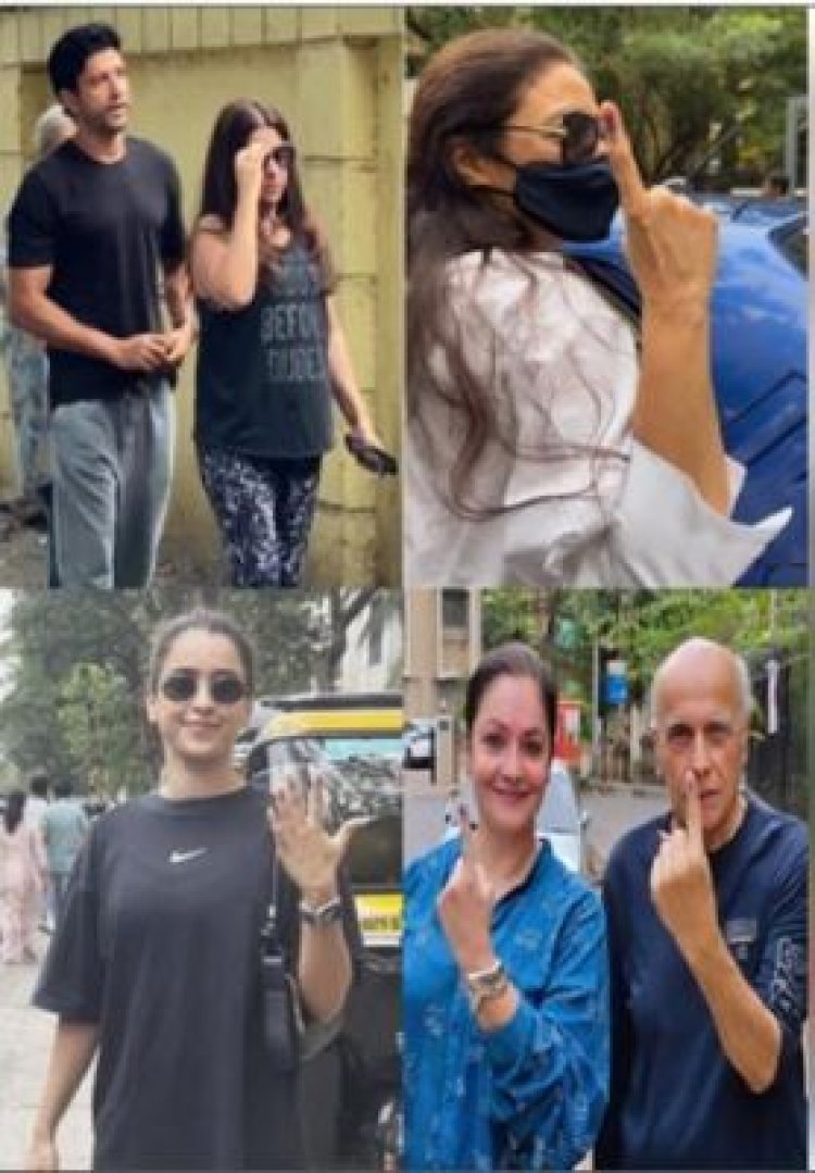 पूजा भट्ट ने पिता महेश भट्ट संग डाला वोट, तब्बू, फरहान, जोया, सान्या ने भी किया मतदान