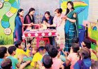 शिक्षिका ने बेटी के जन्मदिन पर करवाया न्यौता भोज