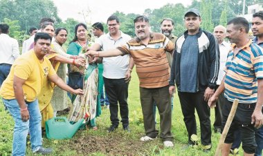 आयुक्त ने उद्यान में पौधरोपण कर किया श्रमदान